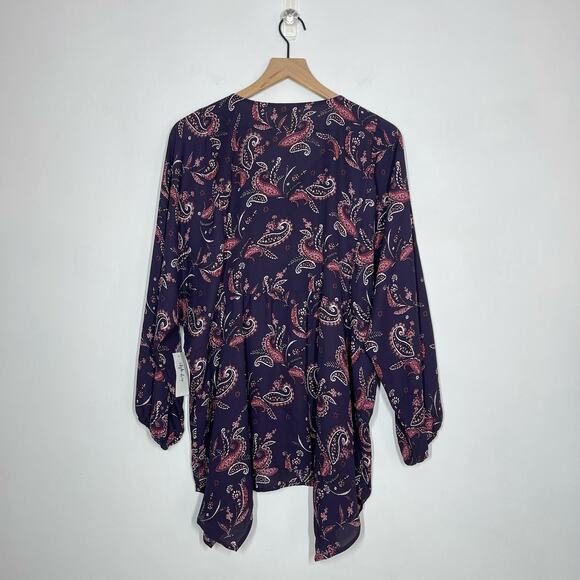 NEW Style & Co Blouse Women's Plus Size 2X Purple Grape Paisley Core Boho - Picture 3 of 11